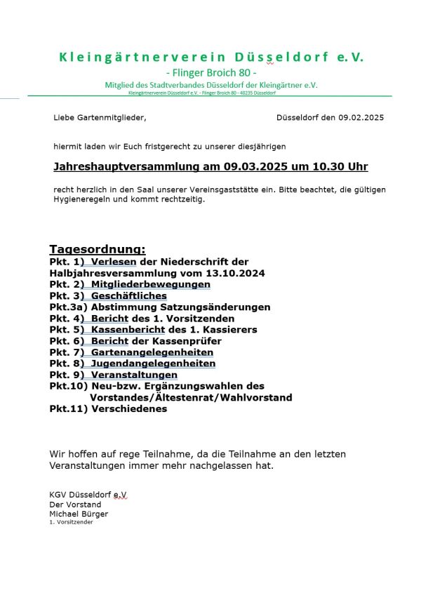 Jahreshauptversammlung 2025